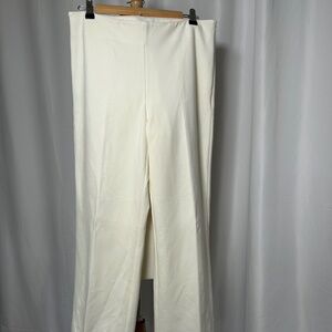J. MCLAUGHLIN LINED FLARED LEG CREAM TROUSERS - SIZE 10